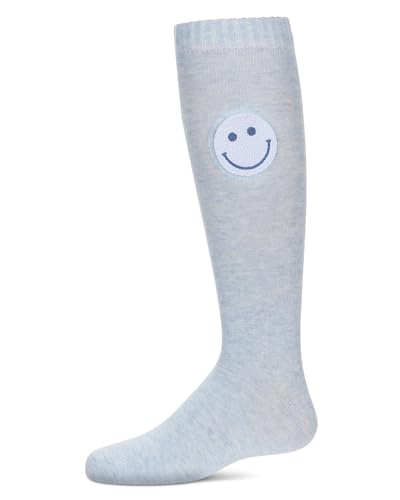 MeMoi Girls' Fuzzy Smiley Face Knee High Socks