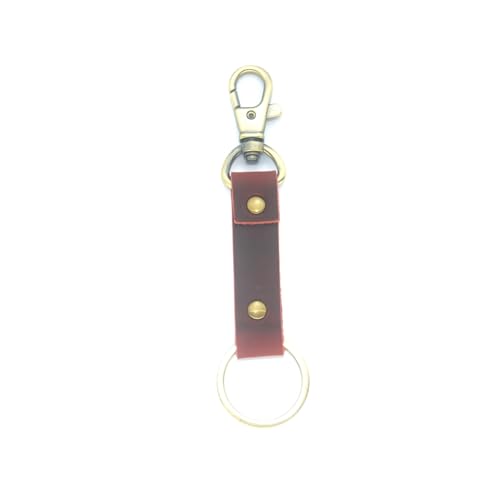 Image of JJNUSA Genuine Leather Keychain Walnut Leather Key Holder Mens Belt Key Chain Ring Fob