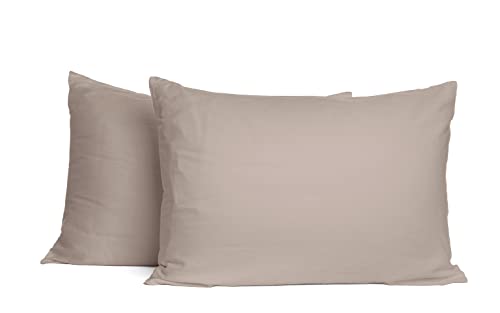 Craftsworth 100% Cotton Pillowcases Percale Weave Queen Size Set Of 2 Beige Cool Comfy Soft Silky Standard Pillowcases Hotel Luxury Quality #TOP8