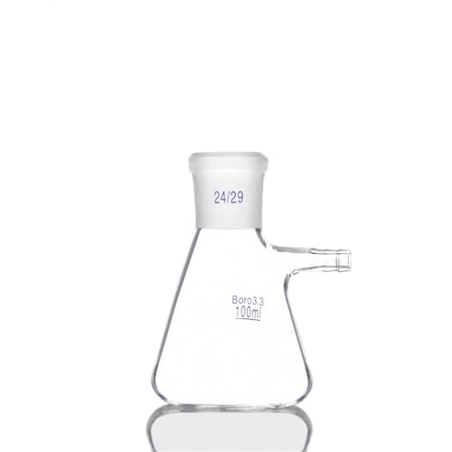 Windzerdong 5pcs- 100ml Filtering Flask Ground Mouth 24/29, Clear Borosilicate 3.3 Glass, Bolt Neck with Tubulation, Heavy Wall Chemistry Lab Filter Flask