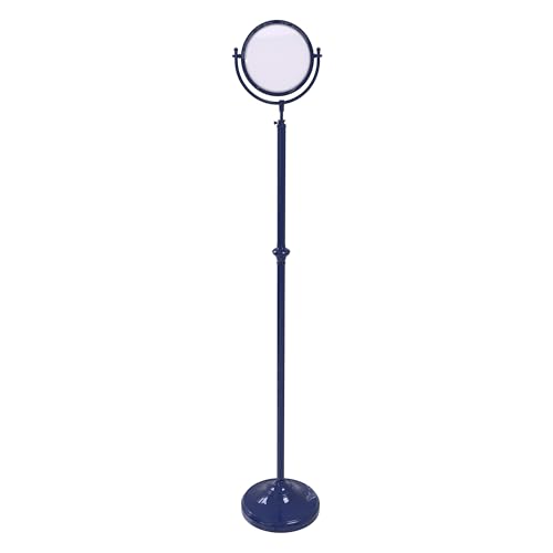 Allied Brass DMF-2/5X-MBL Adjustable Height Floor Standing Make-Up Mirror 8 Inch Diameter with 5X Magnification, Mediterranean Blue