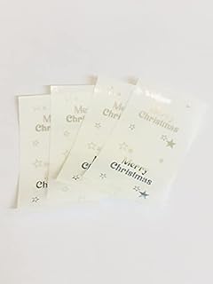 Minilabel Pack of 24 Merry Christmas Stickers, Bright Shiny Gold, Shiny Silver or Rose Gold on Clear Transparent (Mixed Pack)