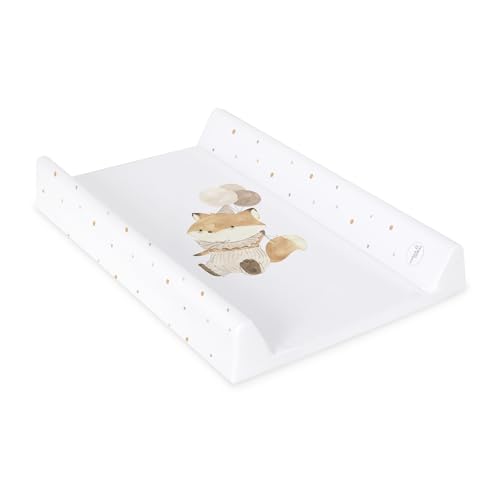 Ceba Baby® Matelas à Langer Bebe rigide 50x70 cm - 2 Coins - Matelas à Langer Lavable pour Filles et Garçons - Certifié Öko-Tex - Renard avec ballon -...