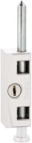TOLEDO White Security Hardened Keyed Bolt Sliding Patio Door Lock