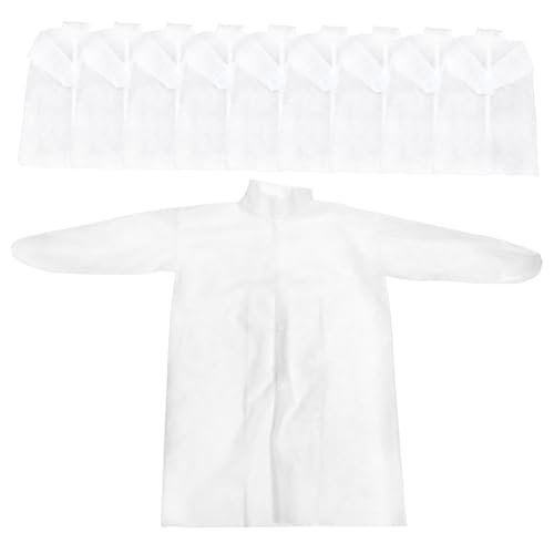 FRCOLOR 10pcs Disposable Lab Coat Non-woven Fabric Long Sleeve Science Lab Breathable Protective Suit Random Style