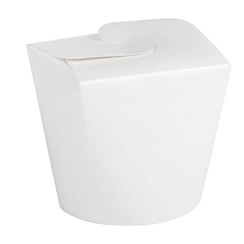 JEM Emballage garrigou - Lot 50 Boites Carton Blanc Pasta Box Nouilles Pâtes Plats Cuisinés Plats Asiatiques et Orientaux Vente à Emporter (480 ML)