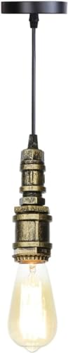 Lámpara colgante steampunk de tubería metálica retro con casquillo E27 premium