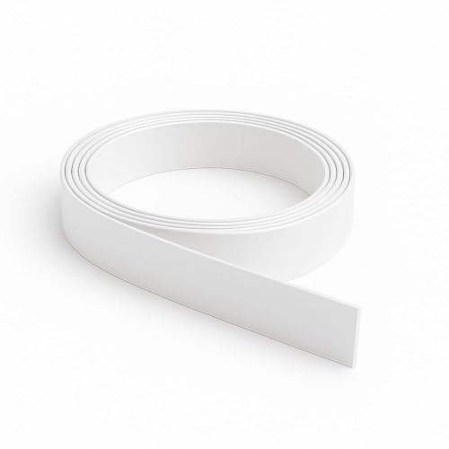 White Plastic UPVC Trim 90mm x 5 Metres, Plastic Edging Trim for Fascia Boards, Window Sills and Doors, Architrave Skirting Board Flat Plastic Strip, Easy Fixing, Square Edge Profile
