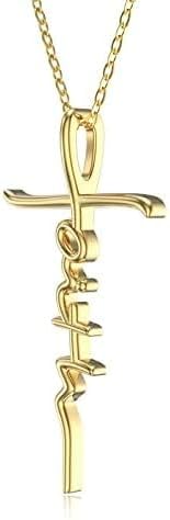 14K Gold Cross Necklace for Women, 14K Gold Faith Cross Pendant Necklace Opal/Turquoise Crufix Baptism Faith Jewelry, Birthday Christmas Gifts for Mom Her Girlfriend Wife, 16+2 Inch - Image 3