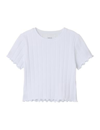NAME IT NKFNORALINA SS Crop Top Noos, Blanco Brillante, 122 cm-128 cm