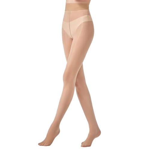 Image of Yilanmy Shiny Sheer Pantyhose for Women Oil Shimmer Tights Silky High Waisted Stockings Dance Jazz Tights