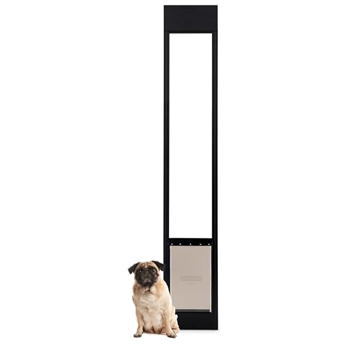PetSafe Sliding Glass Pet Door - No-Cut DIY Install Doggy Door for Renters - Aluminum Frame - Adjustable Height 75 7/8" to 81" - Ideal for Medium Dogs Up to 40 lb - Black
