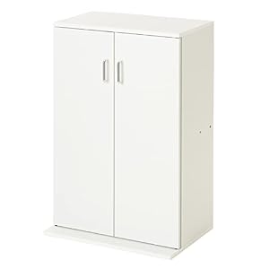 ぼん家具 本棚 扉付き 大容量 書棚 キャビネット CDラック コンパクト おしゃれ ホワイト