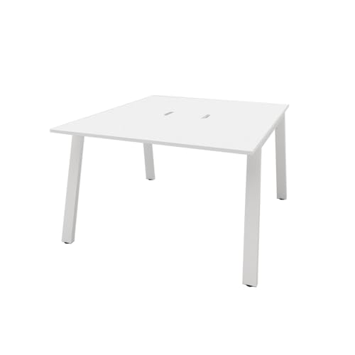 【メーカー配送・設置・組立】プラス Garage MR フリースタイルデスク スタンダード天板 幅120×奥行140cm 天板ホワイト/脚ホワイト 配線収納付 MR-1214SLH 698984