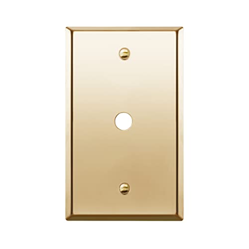 Image of ENERLITES 0.406 inch Diameter Hole Phone Cable Metal Wall Plate Polished Brass
