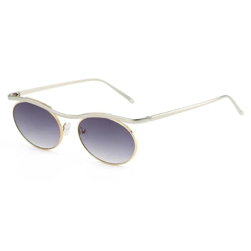 Lunettes de soleil rondes vintage gris argenté UV400 pour femme