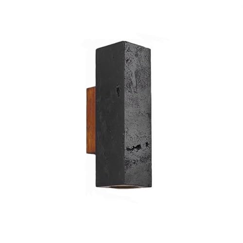 Juego de 2 Apliques de Pared Modernos en Color Negro - Elegantes lámparas LED de Interior con Base de Madera y travertino para Dormitorio, Sala de Estar, Pasillo - Luminarias Elegantes
