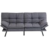 Hcore Convertible Futon Sofa Couch Bed, Futon Couch Bed,Memory Foam Futon Sleeper Sofa,Loveseat Sofa Bed,Small Splitback Polyester Modern Sofa for Living Room,Office,Apartment,Dark Grey