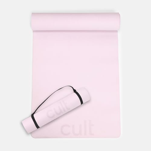 Image of Cult Yoga Mat 4mm EVA with Carry Strap - Lightweight, Non-Slip, Cushioned & Sweat-Resistant Exercise Mat - Eco-Friendly Workout Mat for Yoga, Pilates, Meditation & Home Gym - Pink