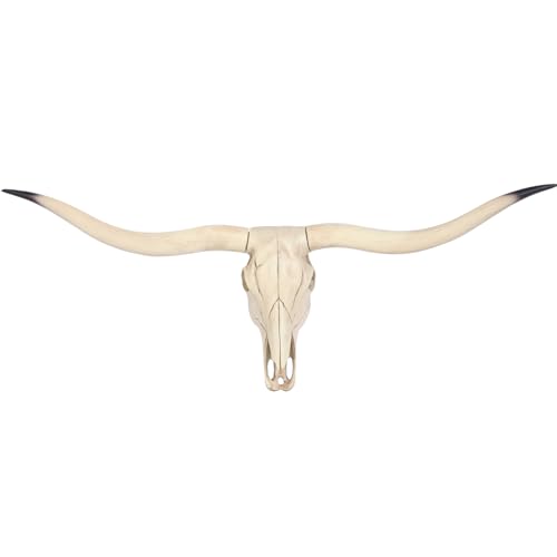 suruim Longhorn Wall Decor Long Horns Wall Decor Resin Long Horn Skull Head Sculpture Cow Skull Accent for Western Gothic Style Ranch Farmhouse Living Room Bedroom (A)