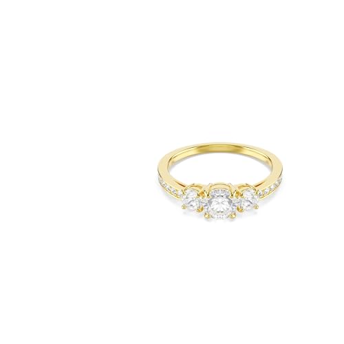 Swarovski Bague de la collection Stilla Attract, avec cristaux Zirconia incolores de taille ronde, sertissage griffes et avec placage de ton or, taille 60