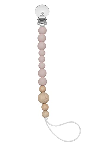 Image of Loulou Lollipop Silicone Soother Pacifier Clip Binky Holder for Newborn and Baby - Color Block - Dusty Rose