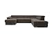 Produktbild DOMO Collection David FK Wohnlandschaft, Sofa mit Schlaffunktion und Bettkasten in U-Form, Schlafsofa mit Federkern und Rückenfunktion, Polsterecke, Schlamm, 166 x 337 x 232 cm