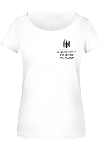T-Shirt Damen mit lustigem Spruch Bundesinstitut Fuer lecker Aperoelchen; witziges Geschenk Fuer Frauen Sommer Party & Aperol-Fans (Schwarz/S)