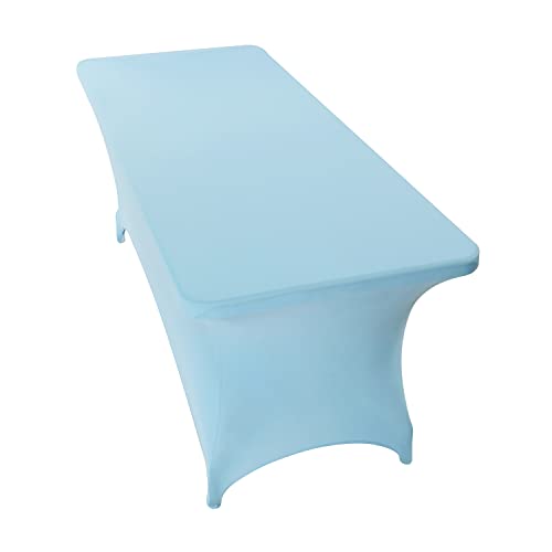 Image of Peomeise 8FT Spandex Table Cover Rectangular Stretch Spandex Tablecloth (Blue Mist,8FT)