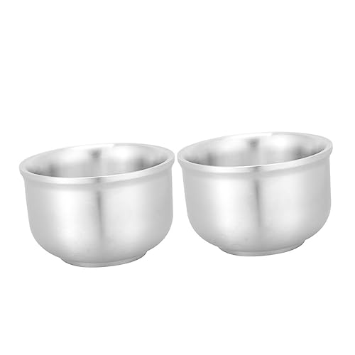 CIYODO 2Pcs Heat Resistant Stainless Steel Pasta Bowls Convenient Double Ramen Bowls for Soup Cereal Salad Kitchen Accessory for Home and Dining