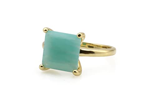 Bague en Amazonite de fiançailles faite main et sur mesure