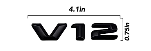 2X V12 Letters Emblem Car Side Fender Rear Trunk Emblem Badge Tailgate Sticker Decals (Black) #TOP2