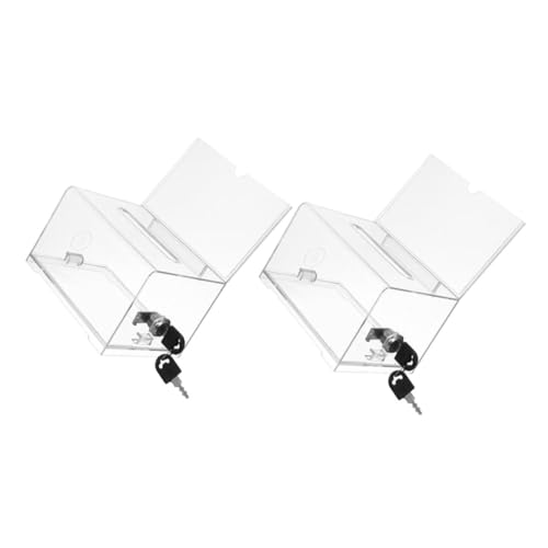 HAPINARY 2pcs Acrylic Business Card Box Lock Large Capacity Card Storage for Office Hotel Mall Event