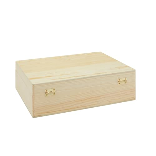 Bright Creations Unfinished Wooden Storage Box - 9 x 12 x 3.3 In, Paulownia Wood, Hinged Lid - Jewelry Box & Craft Storage - Paintable Chest for DIY Projects by Bright Creations - Image 6