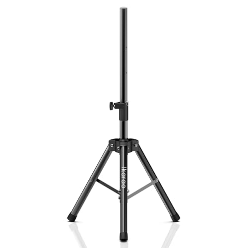 Image of Ikarao Speaker Stand Adjustable Height 36"-47", Heavy Duty Carbon Steel Karaoke Machine Stands with Dual Tension Knobs, Portable Tripod Speaker Mount for PA DJ System & Party, 35mm Insert, 66lbs Load