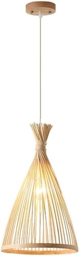 Lustre bambou tressé suspension rotin E27 pour cage escalier et hall