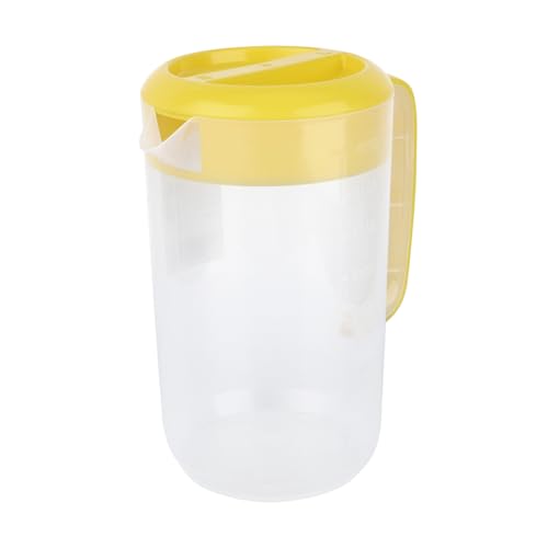 TOYMYTOY 透明プラスチック製冷水ピッチャー 蓋付き 大容量 耐熱素材 持ち手付き 飲料用 水量確認可能 ミルクティー店 カフェ 家用
