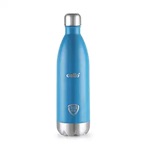 CELLO Duro Tuff Steel Series- Swift Double Walled Stainless Steel Water Bottle with Durable DTP Coating, 1000ml, Blue