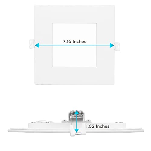 LUXRITE 6 Inch Ultra Thin LED Square Recessed Lighting with J-Box, 15W, 5 Color Selectable 2700K-5000K, 1400 Lumens, Dimmable LED Wafer Lights, High Output, Wet Rated, IC Rated, Energy Star (4 Pack) by LUXRITE - Image 5