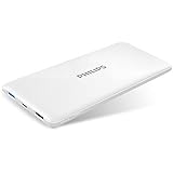 PHILIPS モバイルバッテリー 10000mAh 薄型 【PSE認証済】 Type-C 急速充電 &Micro 2つ入力ポート 大容量 軽量 持ち運び 充電器 スマホ iPhone/ipad/Android対応 フィリップス (ホワイト)