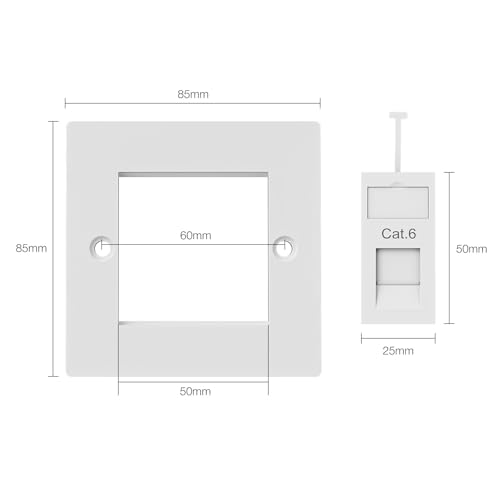 iwillink 2 Port RJ45 Socket Faceplate Wall Plate, Cat6 Single Port Ethernet Cable Networking Socket Box with Keystone Jack, Compatible with Cat5/Cat5e/Cat6 Cables - Image 4