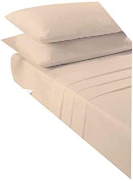 GMTEXTILES 100% Egyptian Cotton 200 TC, (Single Flat Sheet, Beige)