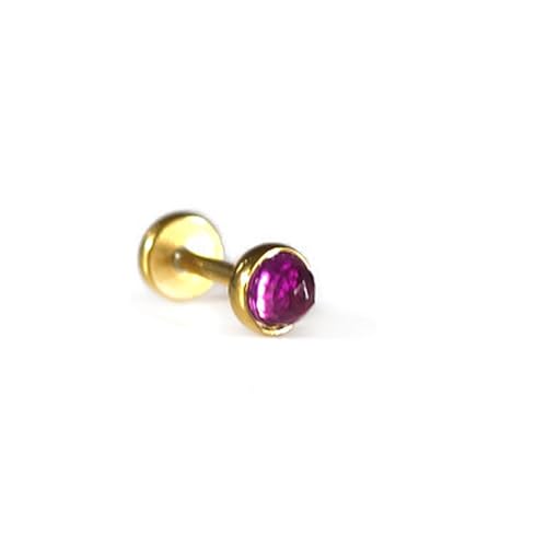 vangobeauty 18G African Amethyst Threadless Stud
