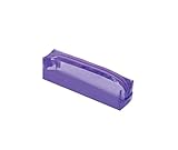 Estojo PVC Transparente Quadrado 1 Zíper Roxo, BRW