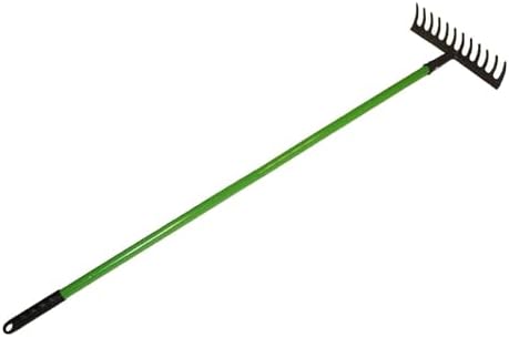 Garden Rake Soil Leaves Leaf Raker 12 Teeth Carbon Steel With PVC...
