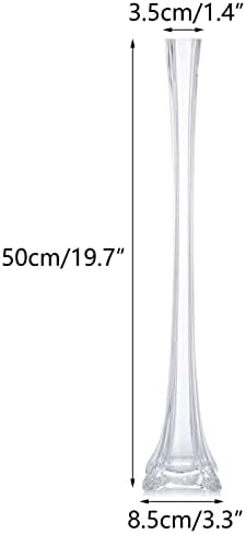 Nuptio Glass Vase for Wedding Centrepieces - 2 Pcs Eiffel Tower Vases Table Centerpiece 50cm Tall Slim Feathers Flower Stand for Weddings Party Birthday Quinceanera Reception Baby Shower Decor