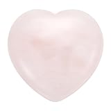 PATIKIL Piedra de cristal natural en forma de corazón, mini cristal pulido de 2.4 pulgadas, piedras de preocupación grabadas en roca de bolsillo para mujeres, regalos de meditación, cuarzo rosa