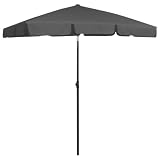 Jkghdrt Strandschirm Anthrazit 180x120 cm mit Kippmechanismus aus UV-beständigem Polyester, neigbar für Sonnenschutz, montierbar auf Ständer oder Tisch mit Loch.