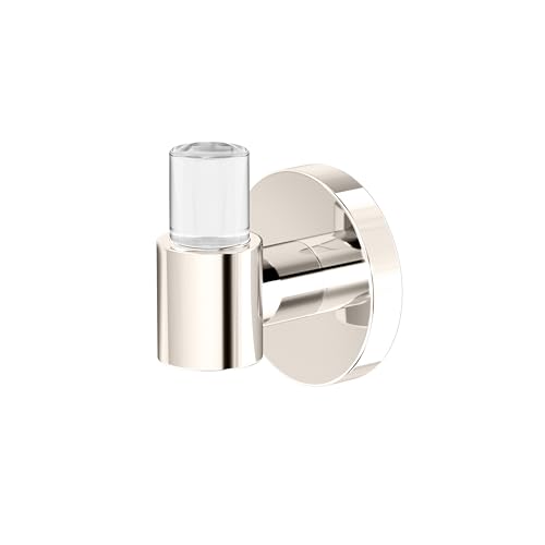 Gatco 5725 Clarion Bathroom Towel Hook, Wall Mounted Robe Hook and Towel Holder for Bathroom, Modern Acrylic Bath Hook with Polished Nickel Finish
