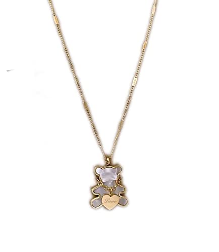 Titanium Steel Love Teddy Bear Charm Pendant Necklace With Clavicle Chain Cute Necklace For Women Girls Jewelry Gift #TOP30